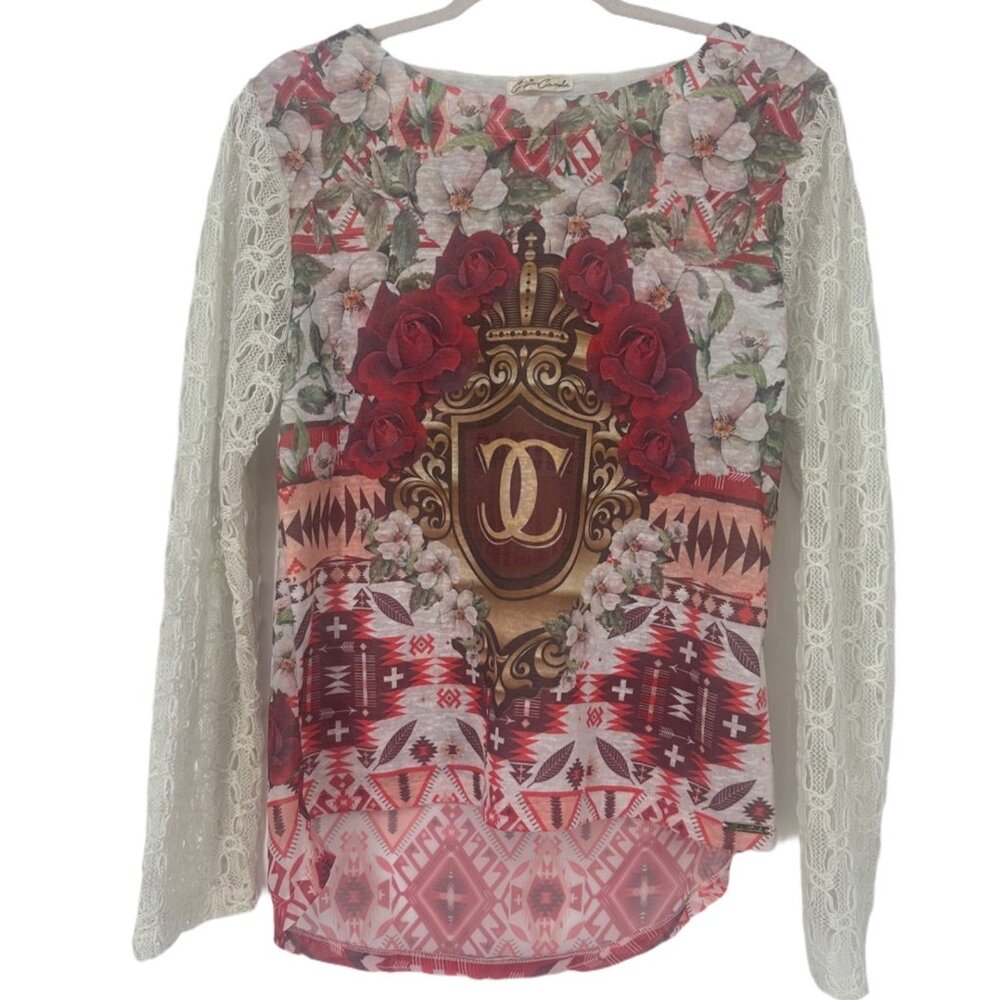Capim Canela Boho Chic Long  Sleeve  in Laces Burgundy & Cream Size Large - Picture 2 of 5